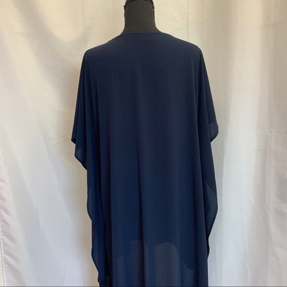 VICI high low asymmetrical short sleeve chiffon navy blue dress Sz M NWOT - Picture 9 of 13